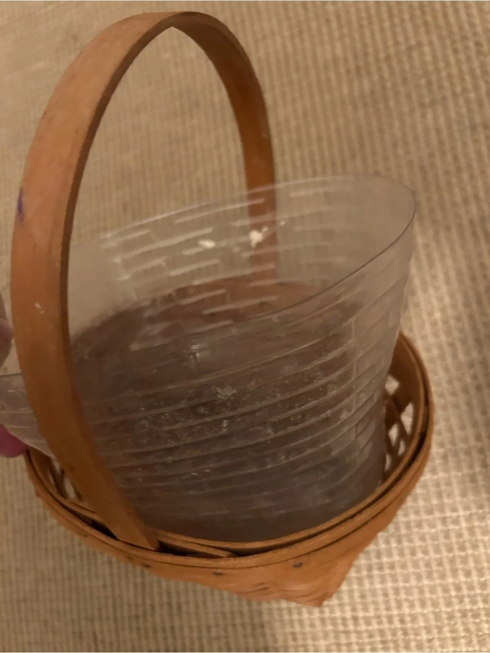 Longaberger Woven Basket with plastic liner for plant use - Warm Brown 1993